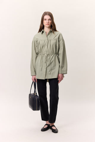 Ruched Tie-Detail Tunic Green