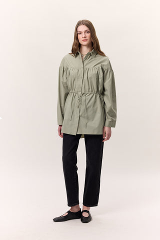 Ruched Tie-Detail Tunic Green