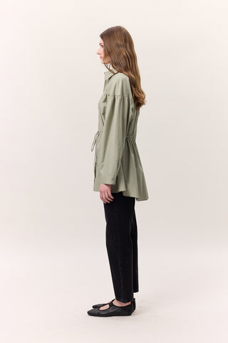 Ruched Tie-Detail Tunic Green