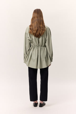 Ruched Tie-Detail Tunic Green