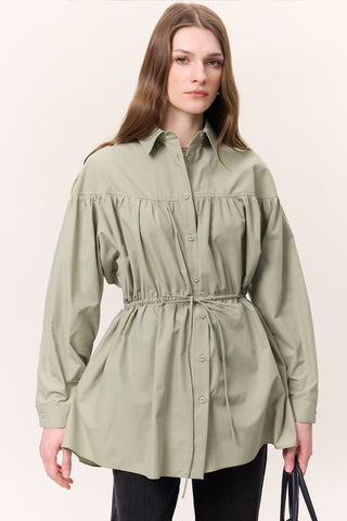 Ruched Tie-Detail Tunic Green