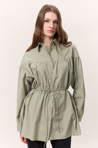 Ruched Tie-Detail Tunic Green