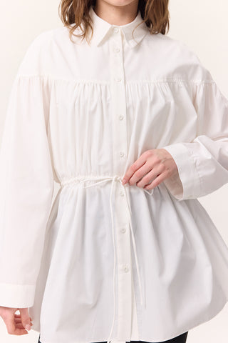 Ruched Tie-Detail Tunic Ecru