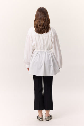 Ruched Tie-Detail Tunic Ecru