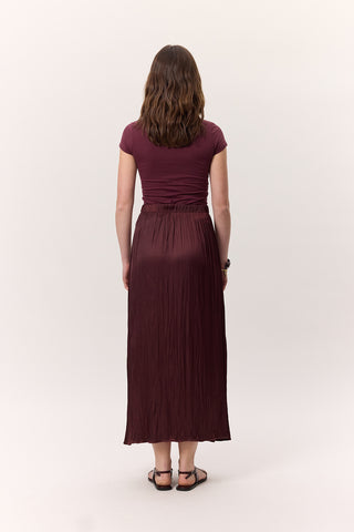 Crush Satin Skirt Burgundy