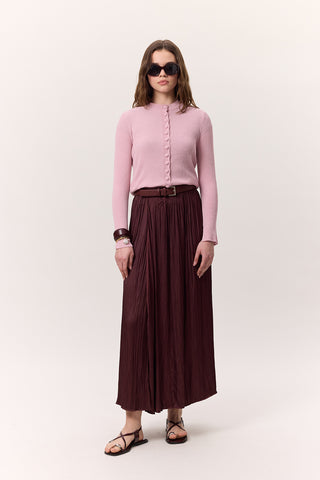 Crush Satin Skirt Burgundy