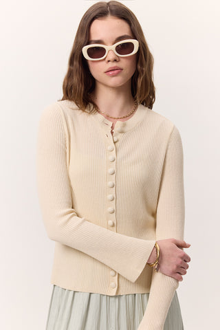 Small Button Knit Cardigan Vanilla