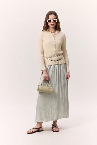 Crush Satin Skirt Aqua Green