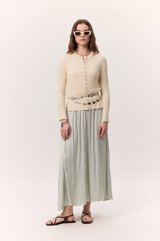 Crush Satin Skirt Aqua Green