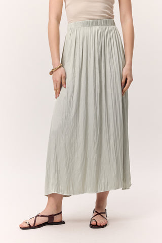 Crush Satin Skirt Aqua Green