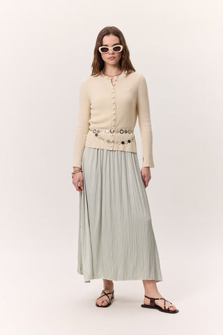 Crush Satin Skirt Aqua Green