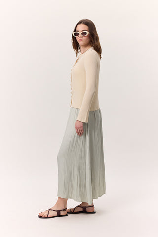 Crush Satin Skirt Aqua Green