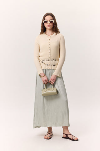 Crush Satin Skirt Aqua Green