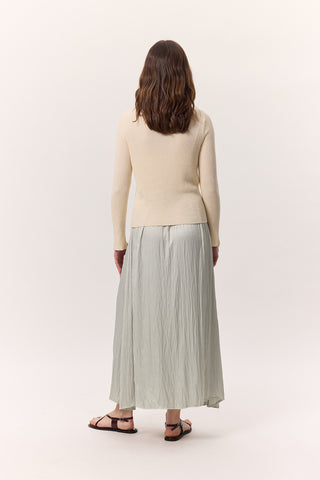 Crush Satin Skirt Aqua Green