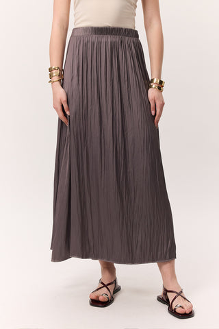 Crush Satin Skirt Mink