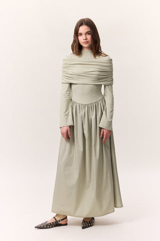 Full-Skirt Long Dress Pistachio Green