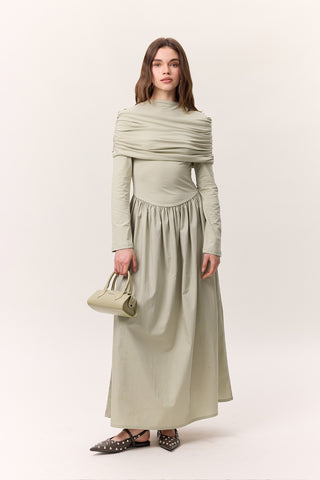 Full-Skirt Long Dress Pistachio Green