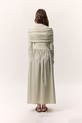 Full-Skirt Long Dress Pistachio Green