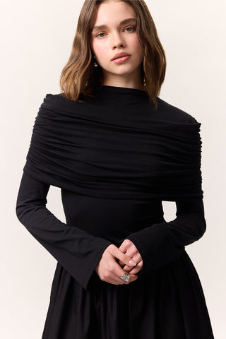 Full-Skirt Long Dress Black