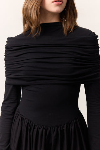 Full-Skirt Long Dress Black