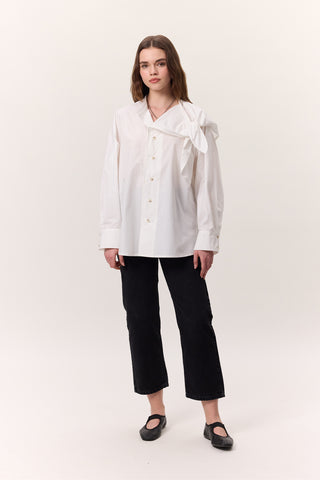 Tie-Detail Statement Shirt Ecru