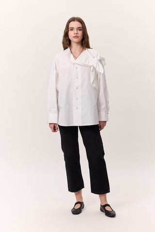 Tie-Detail Statement Shirt Ecru