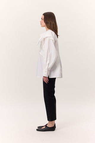 Tie-Detail Statement Shirt Ecru