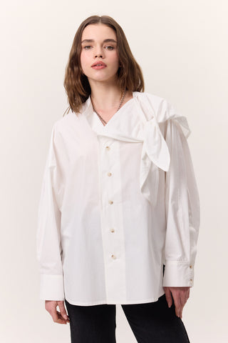 Tie-Detail Statement Shirt Ecru