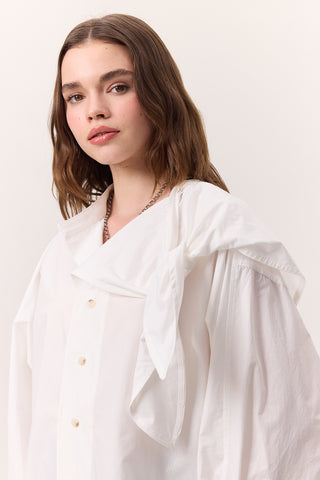 Tie-Detail Statement Shirt Ecru