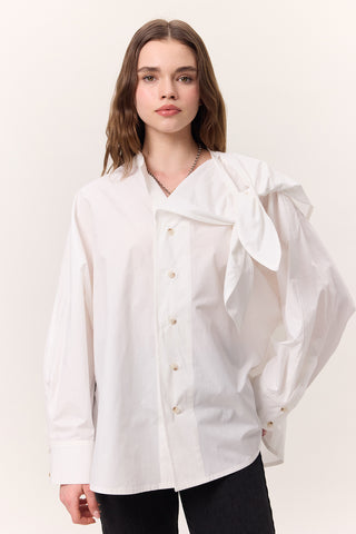 Tie-Detail Statement Shirt Ecru