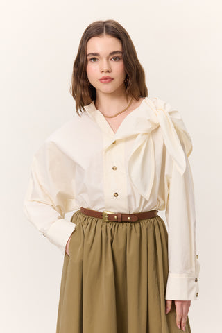 Tie-Detail Statement Shirt Soft Yellow