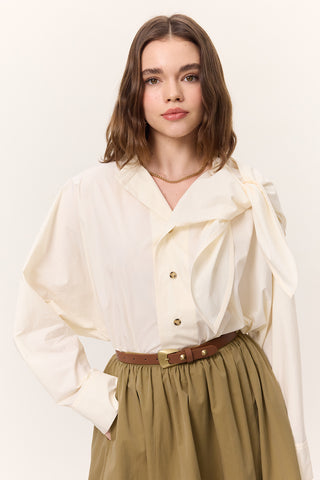 Tie-Detail Statement Shirt Soft Yellow