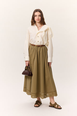 Tie-Detail Statement Shirt Soft Yellow