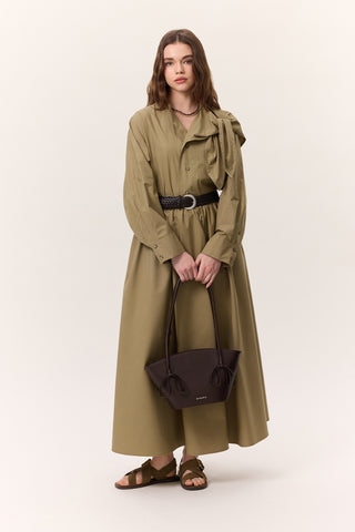 Tie-Detail Statement Shirt Khaki