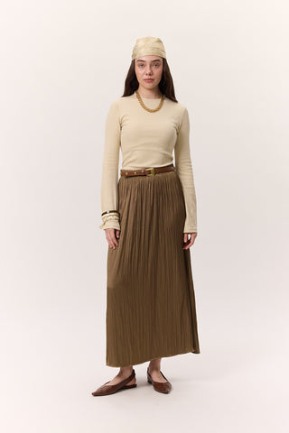Crush Satin Skirt Sand