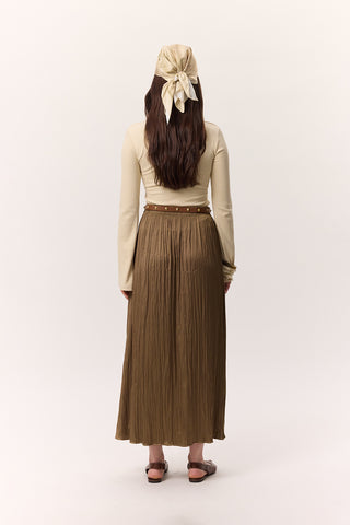 Crush Satin Skirt Sand