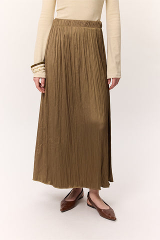 Crush Satin Skirt Sand