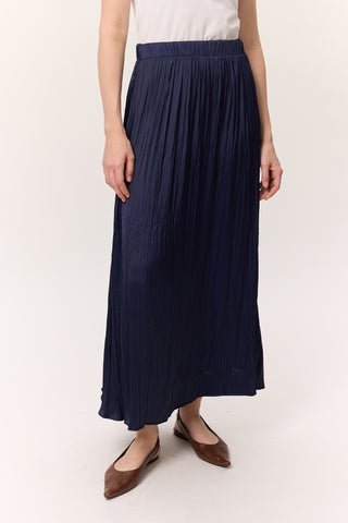 Crush Satin Skirt Navy Blue