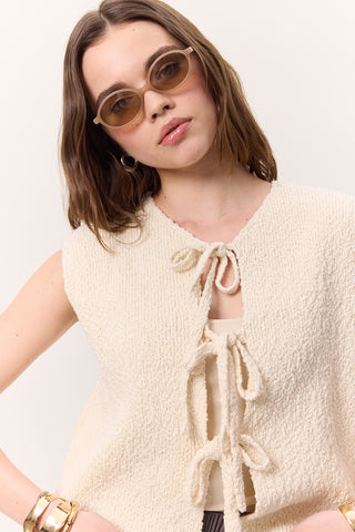 Lace-Up Knit Vest Vanilla