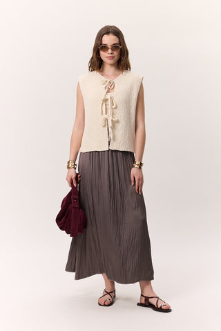 Lace-Up Knit Vest Vanilla