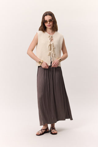 Lace-Up Knit Vest Vanilla