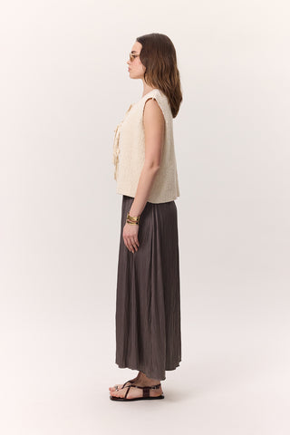 Lace-Up Knit Vest Vanilla