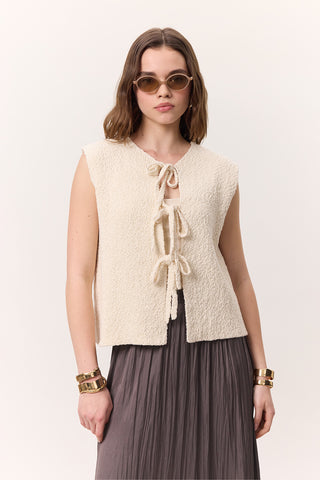 Lace-Up Knit Vest Vanilla