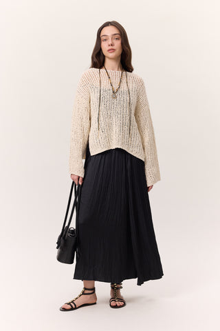 Crush Satin Skirt Smoke