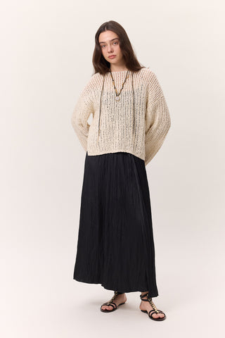 Crush Satin Skirt Smoke