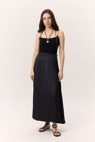 Crush Satin Skirt Smoke