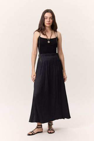 Crush Satin Skirt Smoke