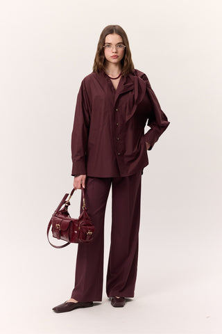 Tie-Detail Statement Shirt Burgundy