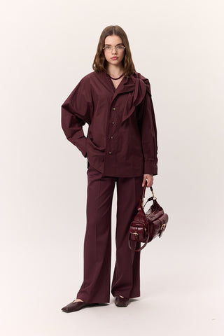 Tie-Detail Statement Shirt Burgundy