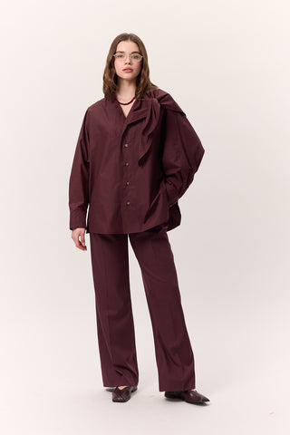 Tie-Detail Statement Shirt Burgundy